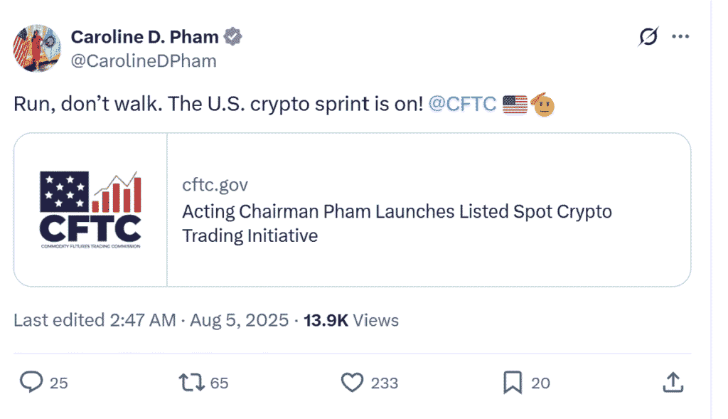 CFTC spot crypto trading